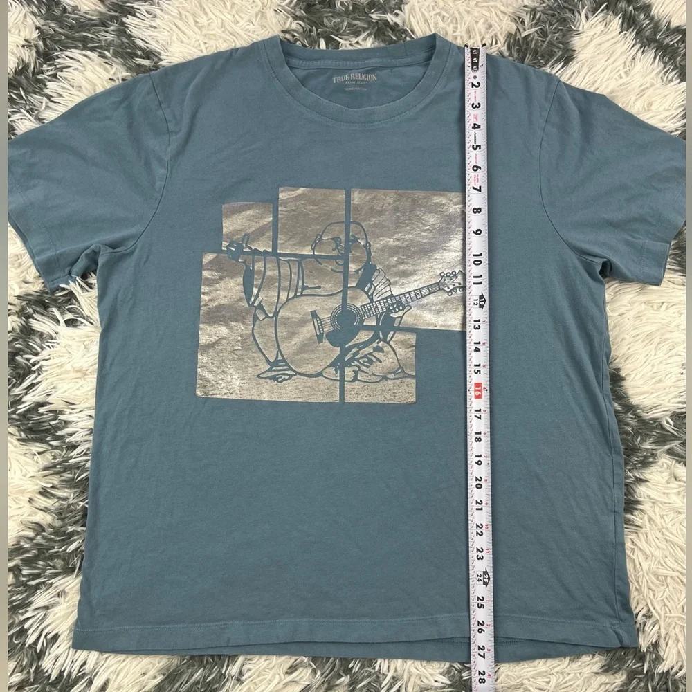 True Religion Men's Blue Silver Graphic T-Shirt Size 2XL